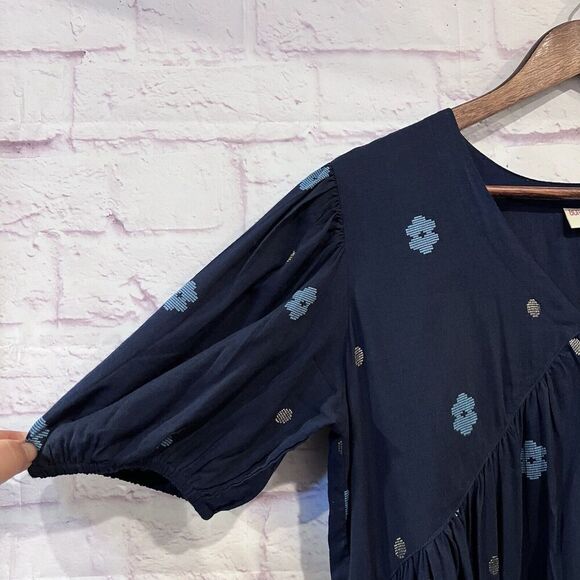 Bombay Paisley Babydoll Dress Embroidered Floral Puff Sleeve Size Small Boho - Picture 5 of 9